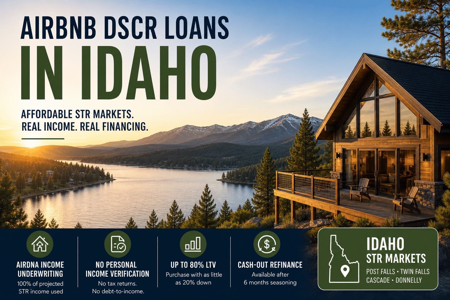 AIRbnb DSCR Loans in Idaho: Affordable STR Markets in Post Falls, Twin Falls, Cascade & Donnelly